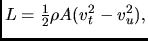 $L= {1\over 2 } \rho A (v_t^2 - v_u^2),$
