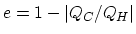 $e=1-\vert Q_C/Q_H\vert$