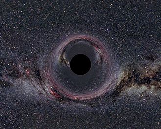 Simulated view of a black hole in front of the Milky Way.