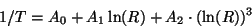 \begin{displaymath}1 / T = A_0 + A_1 \ln(R) + A_2 \cdot (\ln(R))^3\end{displaymath}